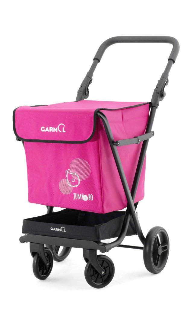 Carro de compra GARMOL de 4 ruedas, color rosa. Modelo JUMBO TRAVEL.